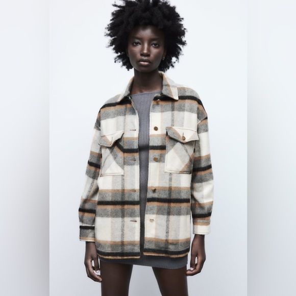 Zara Jackets & Blazers - Zara Wool Blend Plaid Shacket Oversized Shirt Jacket Blogger Favorite Medium